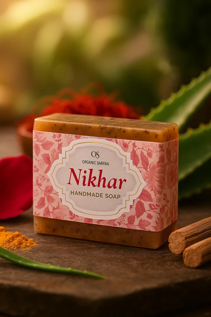Nikhar Natural Handmade Soap with 35+ Herbs – Saffron, Sandal, Goat Milk